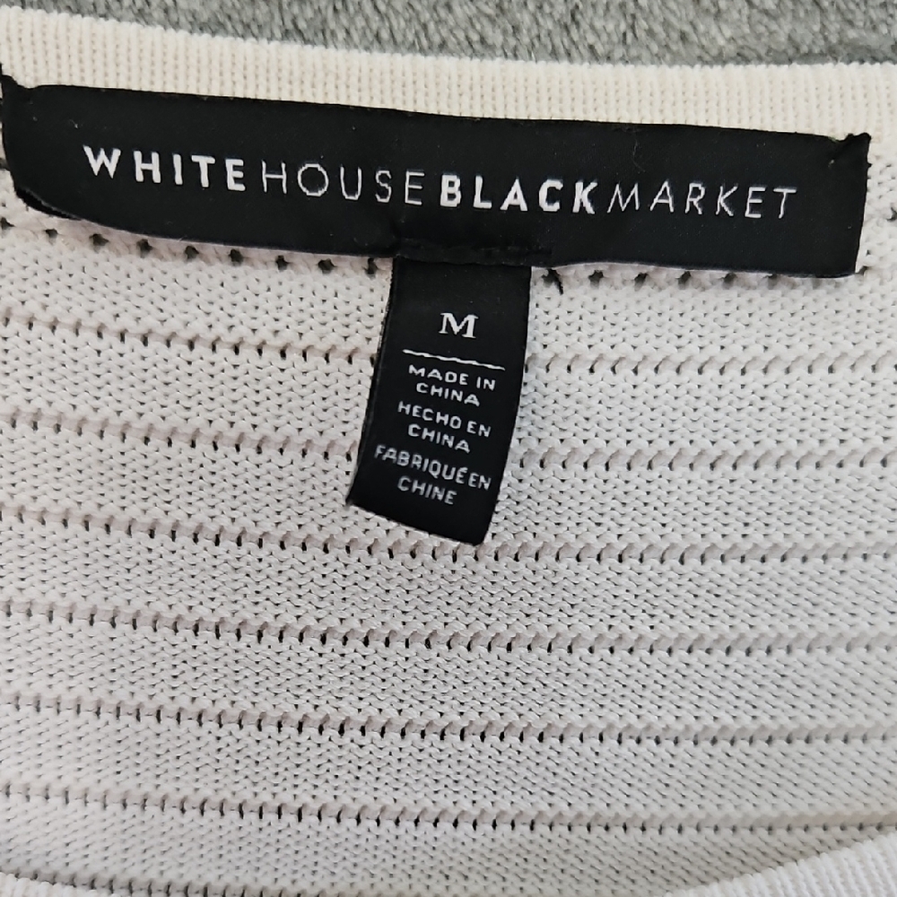 White House Black Market Med Ivory Textured Bell Sleeve Sweater pullover - Picture 2 of 9